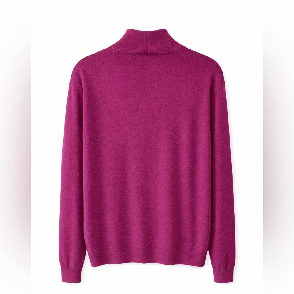 Black Brown 1826 100% Merino Wool Quarter Zip Sweater Magenta XL